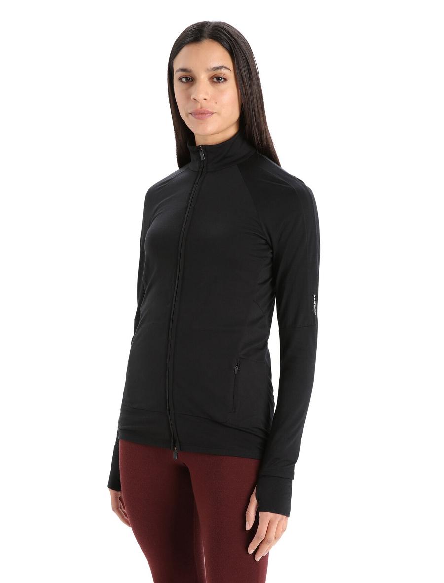 Sweat À Capuche Icebreaker ZoneKnit™ Merino Long Sleeve Zip Femme Noir | FR 1668SGLO